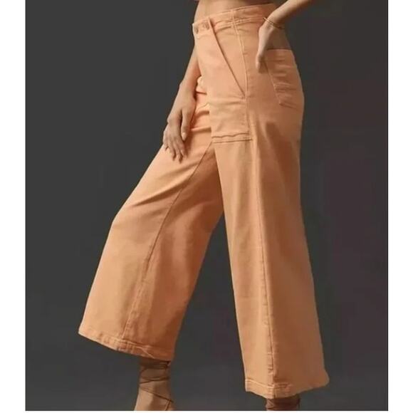 NEW! PILCRO 'The Kit' Cropped High-Rise Wide Leg Jeans in PEACH (31) - Picture 4 of 4